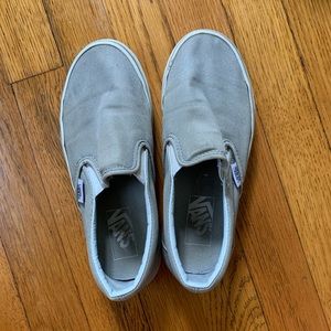 vans gray canvas slip-ons